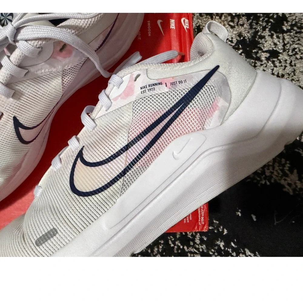 Nike Downshifter 12 Womens Running Shoes White Pink DX7885-100 Size 9 Balletcore